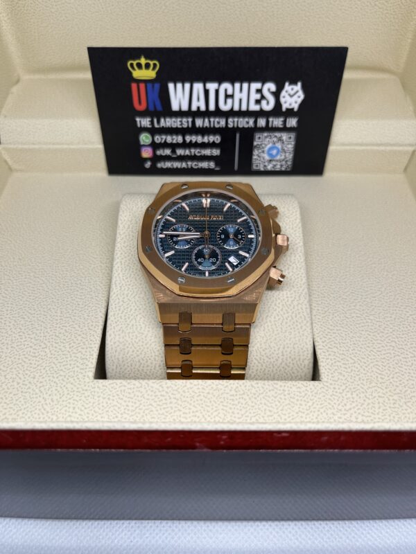 Audemars Piguet Royal Oak Chronograph Blue Dial Full Rose Gold 41mm (4)