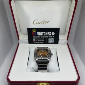 Cartier Santos Orange Dial Stainless Steel Large 40mm (1)