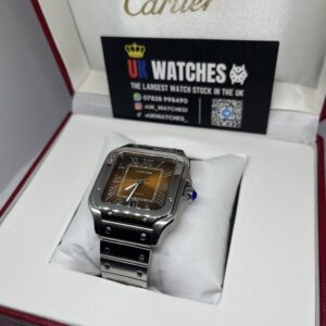 Cartier Santos Orange Dial Stainless Steel Large 40mm (2)