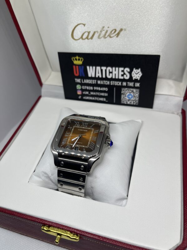 Cartier Santos Orange Dial Stainless Steel Large 40mm (2)