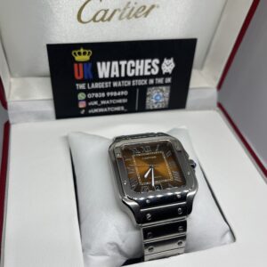 Cartier Santos Orange Dial Stainless Steel Large 40mm (3)