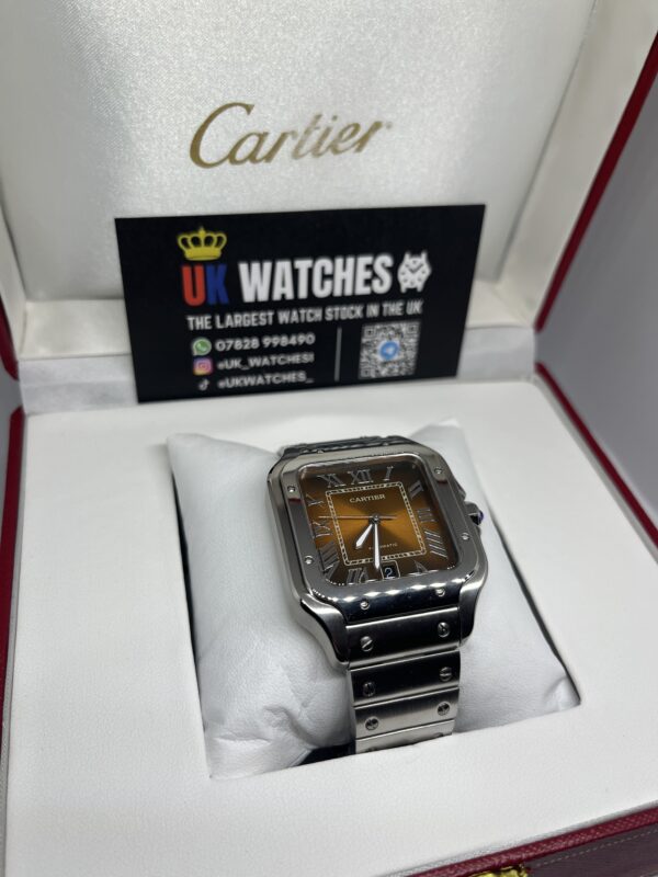 Cartier Santos Orange Dial Stainless Steel Large 40mm (3)