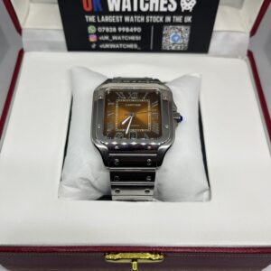 Cartier Santos Orange Dial Stainless Steel Large 40mm (4)