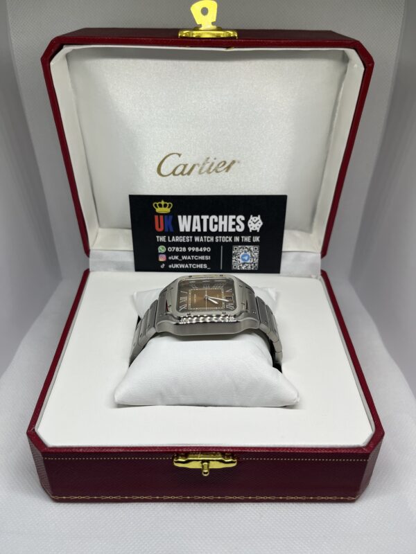 Cartier Santos Orange Dial Stainless Steel Large 40mm (5)