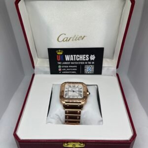 Cartier Santos White Dial Full Rose Gold Large 40mm (1)