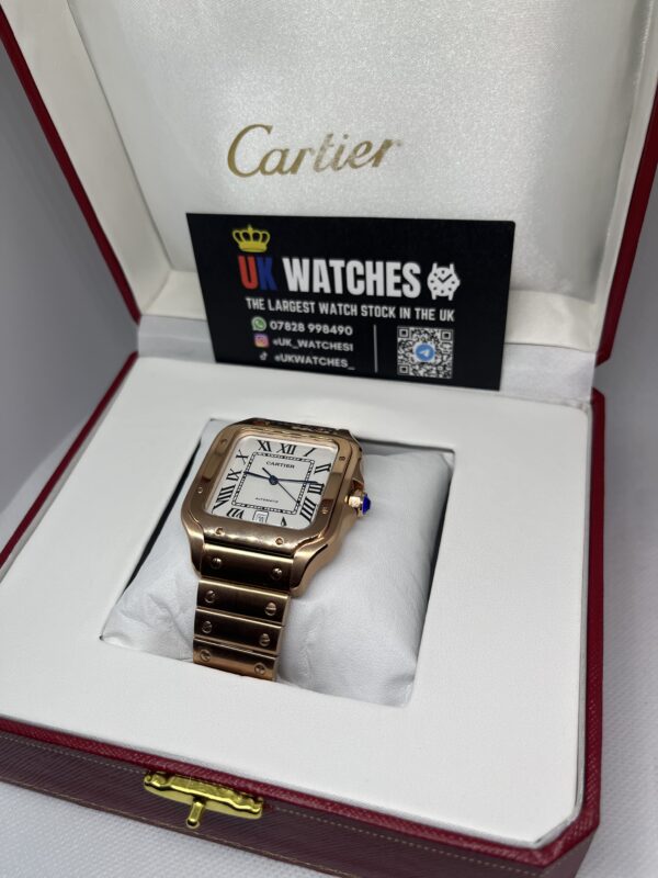 Cartier Santos White Dial Full Rose Gold Large 40mm (2)