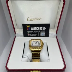 Cartier Santos White Dial Full Yellow Gold Large 40mm (1)