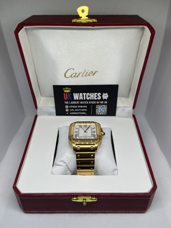 Cartier Santos White Dial Full Yellow Gold Large 40mm (1)