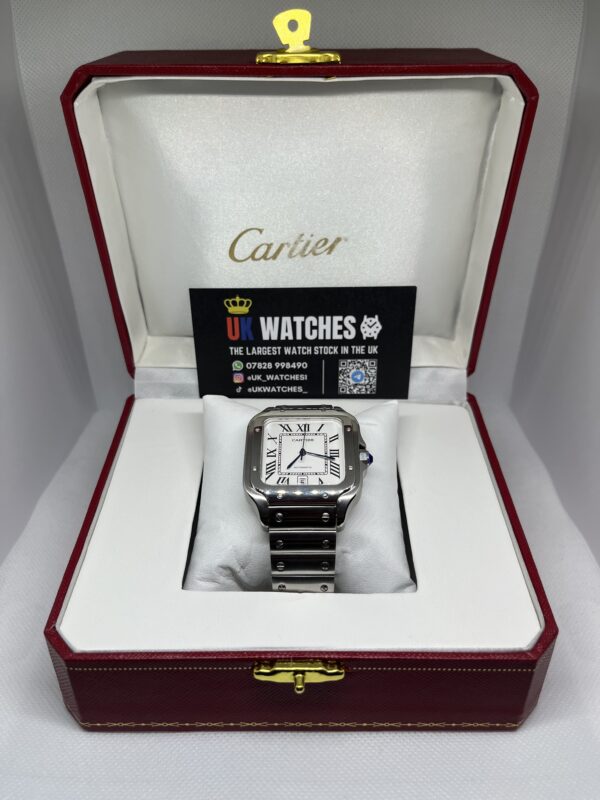 Cartier Santos White Dial Stainless Steel Large 40mm (1)