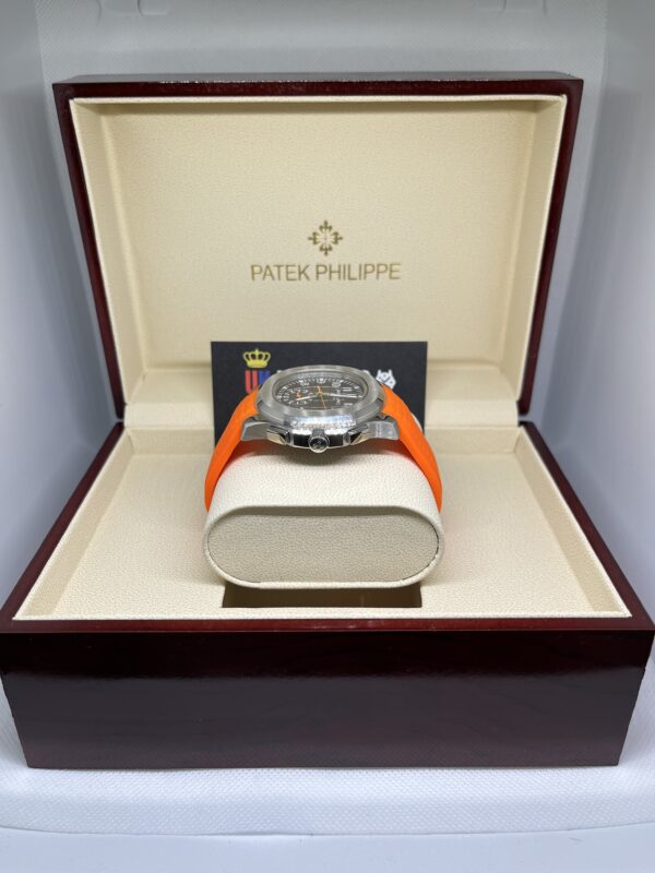 Patek Philippe Aquanaut Chronograph Black Dial Orange Strap Stainless Steel 42mm (6)