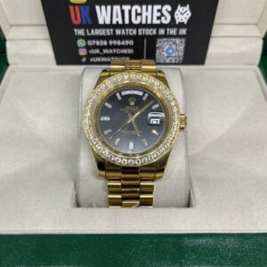 Rolex Day-Date Black Baguette RBR Diamond Bezel Full Yellow Gold 40mm (4)