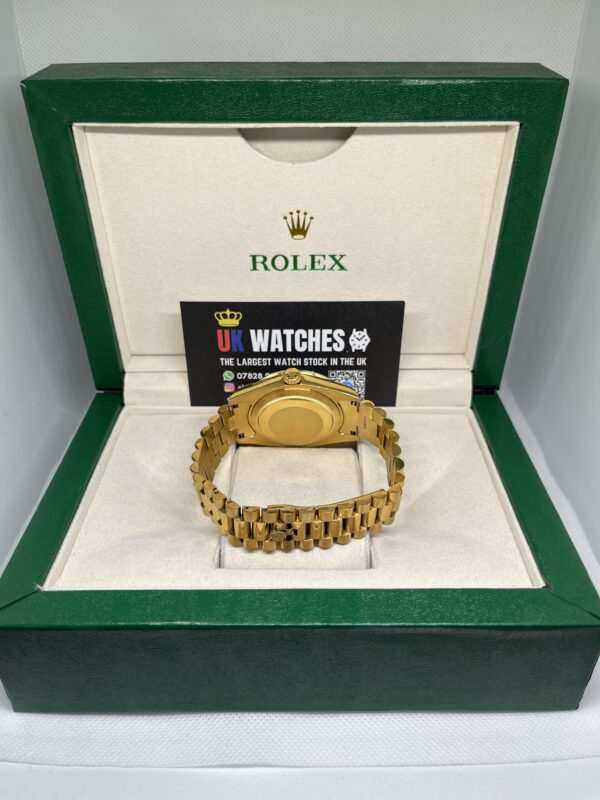Rolex Day-Date Black Baguette RBR Diamond Bezel Full Yellow Gold 40mm (7)