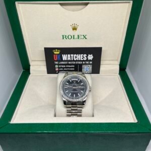 Rolex Day-Date Black Dial RBR Diamond Bezel Stainless Steel 40mm (1)