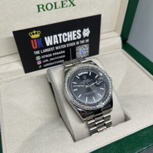 Rolex Day-Date Black Dial RBR Diamond Bezel Stainless Steel 40mm (3)