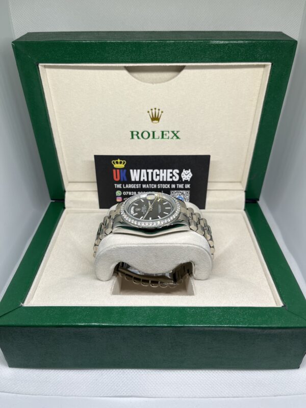 Rolex Day-Date Black Dial RBR Diamond Bezel Stainless Steel 40mm (5)