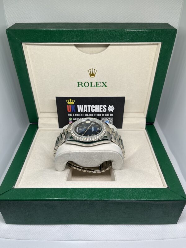 Rolex Day-Date Blue Ombre Dial RBR Diamond Bezel Stainless Steel 40mm (5)