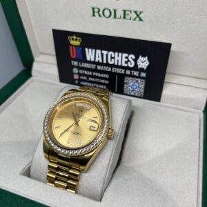 Rolex Day-Date ‘Champagne' Dial RBR Diamond Bezel Full Yellow Gold 40mm (2)