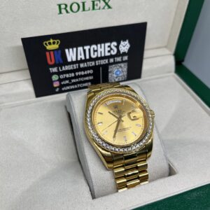 Rolex Day-Date ‘Champagne' Dial RBR Diamond Bezel Full Yellow Gold 40mm (3)