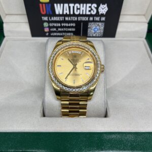 Rolex Day-Date ‘Champagne' Dial RBR Diamond Bezel Full Yellow Gold 40mm (4)