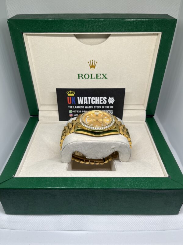 Rolex Day-Date ‘Champagne' Dial RBR Diamond Bezel Full Yellow Gold 40mm (5)