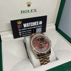 Rolex Day-Date ‘Chocolate' Dial RBR Diamond Bezel Full Rose Gold 40mm (3)