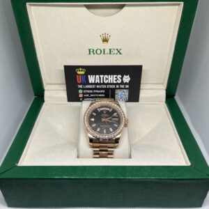 Rolex Day-Date ‘Eisenkiesel' Dial RBR Diamond Bezel Full Rose Gold 40mm (1)