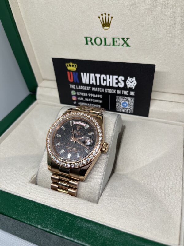 Rolex Day-Date ‘Eisenkiesel' Dial RBR Diamond Bezel Full Rose Gold 40mm (2)