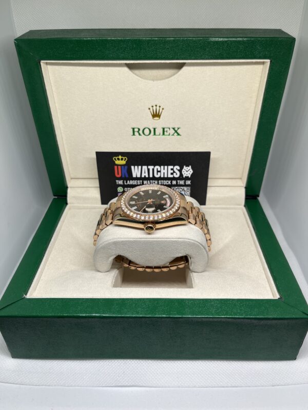 Rolex Day-Date ‘Eisenkiesel' Dial RBR Diamond Bezel Full Rose Gold 40mm (6)