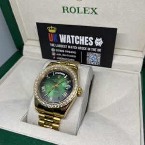Rolex Day-Date Green Ombre RBR Diamond Bezel Full Yellow Gold 40mm (2)
