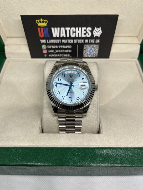 Rolex Day-Date ‘Ice Blue' Platinum Arabic Dial Stainless Steel 40mm (4)