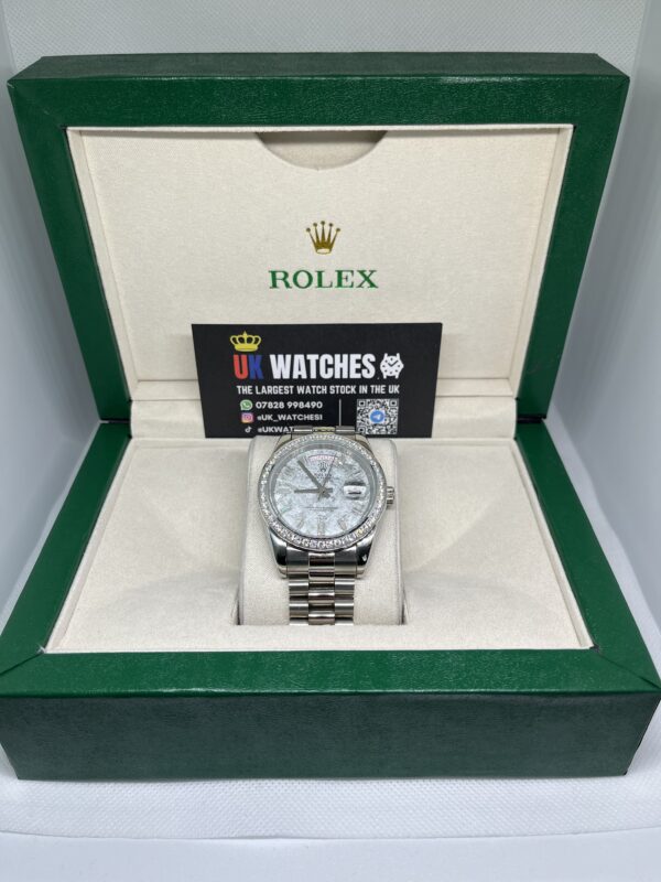 Rolex Day-Date ‘Meteorite' Dial RBR Diamond Bezel Stainless Steel 40mm (1)