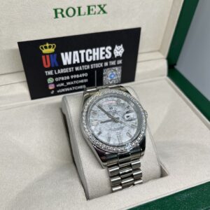 Rolex Day-Date ‘Meteorite' Dial RBR Diamond Bezel Stainless Steel 40mm (3)