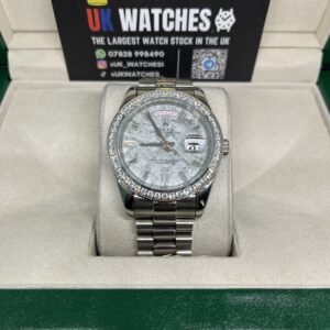 Rolex Day-Date ‘Meteorite' Dial RBR Diamond Bezel Stainless Steel 40mm (4)
