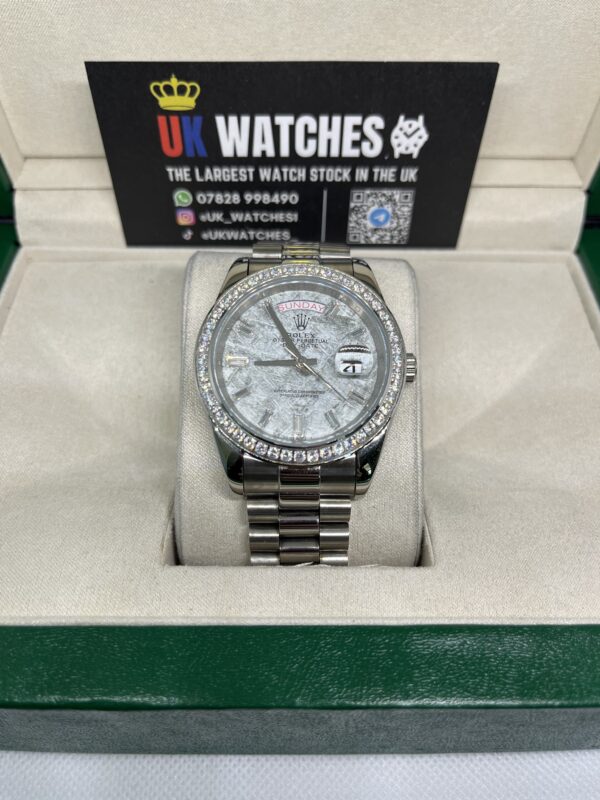 Rolex Day-Date ‘Meteorite' Dial RBR Diamond Bezel Stainless Steel 40mm (4)