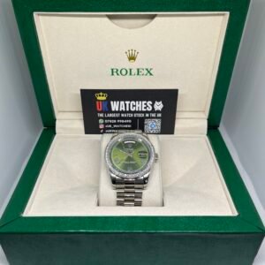 Rolex Day-Date ‘Olive' Dial RBR Diamond Bezel Stainless Steel 40mm (1)