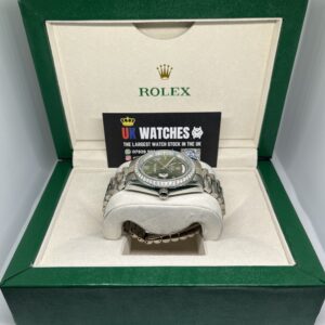 Rolex Day-Date ‘Olive' Dial RBR Diamond Bezel Stainless Steel 40mm (6)