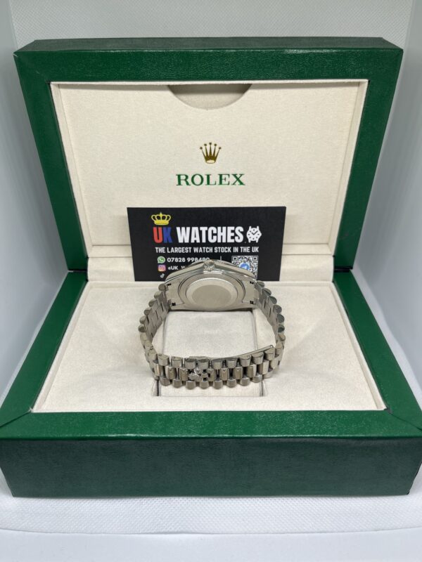 Rolex Day-Date ‘Olive' Dial RBR Diamond Bezel Stainless Steel 40mm (7)