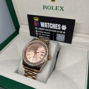 Rolex Day-Date ‘Sundust' Dial RBR Diamond Bezel Full Rose Gold 40mm (2)