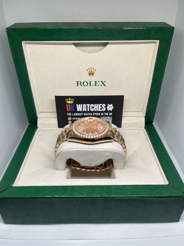 Rolex Day-Date ‘Sundust' Dial RBR Diamond Bezel Full Rose Gold 40mm (5)