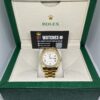 Rolex Day-Date White Roman Numeral Dial RBR Diamond Bezel Full Yellow Gold 40mm (1)