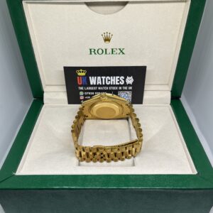 Rolex Day-Date White Roman Numeral Dial RBR Diamond Bezel Full Yellow Gold 40mm (7)