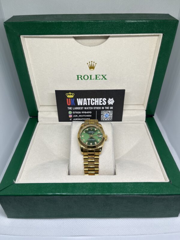 Rolex Lady Datejust Green Diamond Dial Full Yellow Gold Presidental 31mm (1)