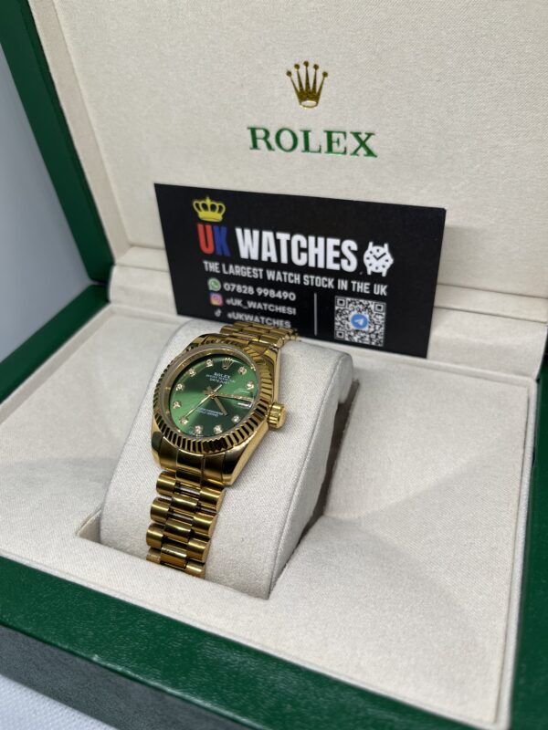 Rolex Lady Datejust Green Diamond Dial Full Yellow Gold Presidental 31mm (2)