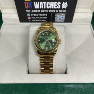 Rolex Lady Datejust Green Diamond Dial Full Yellow Gold Presidental 31mm (4)