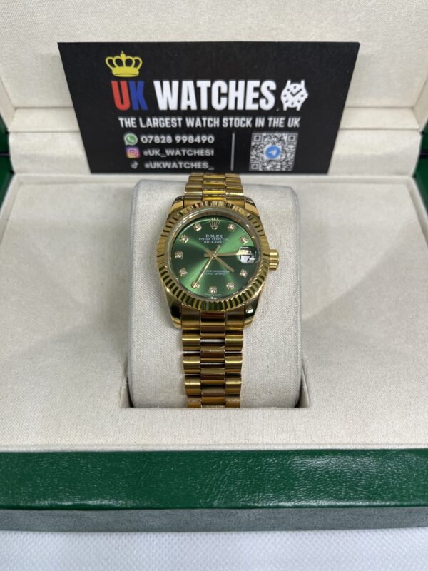 Rolex Lady Datejust Green Diamond Dial Full Yellow Gold Presidental 31mm (4)
