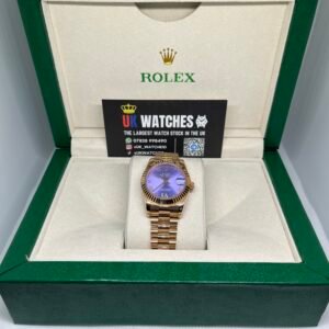 Rolex Lady Datejust Purple Roman Numeral Dial Full Rose Gold Presidental 31mm (1)