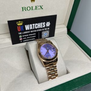 Rolex Lady Datejust Purple Roman Numeral Dial Full Rose Gold Presidental 31mm (3)