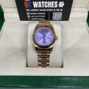 Rolex Lady Datejust Purple Roman Numeral Dial Full Rose Gold Presidental 31mm (4)