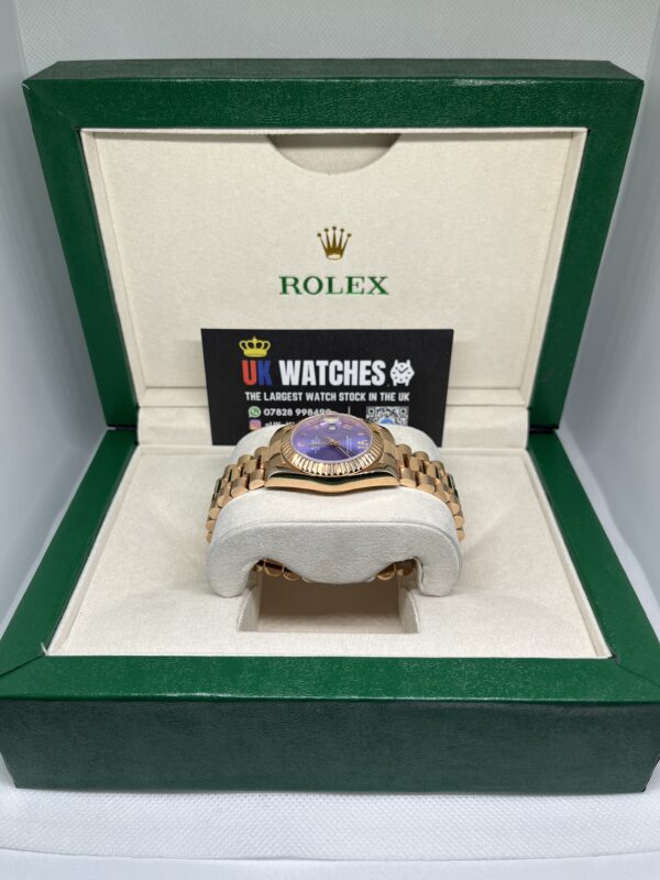 Rolex Lady Datejust Purple Roman Numeral Dial Full Rose Gold Presidental 31mm (5)