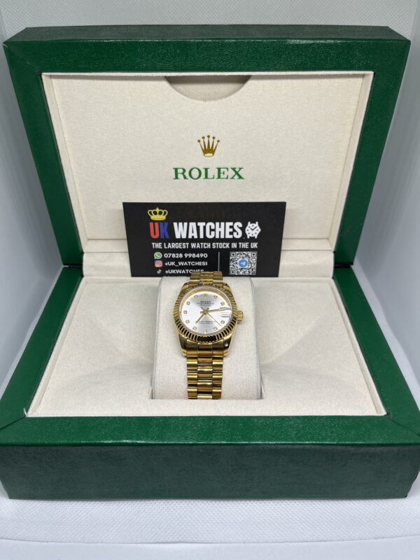 Rolex Lady Datejust White Diamond Dial Full Yellow Gold Presidental 31mm (1)